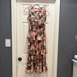 Floral Pink Flamingo Sleeveless Maxi Dress 🦩